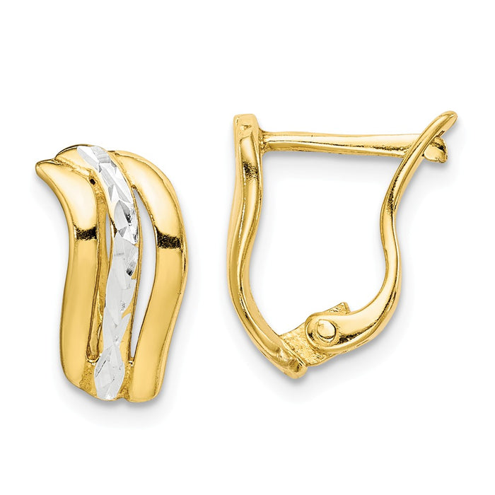 925 Sterling Silver & Gold Tone Diamond-cut Hoop Earrings,