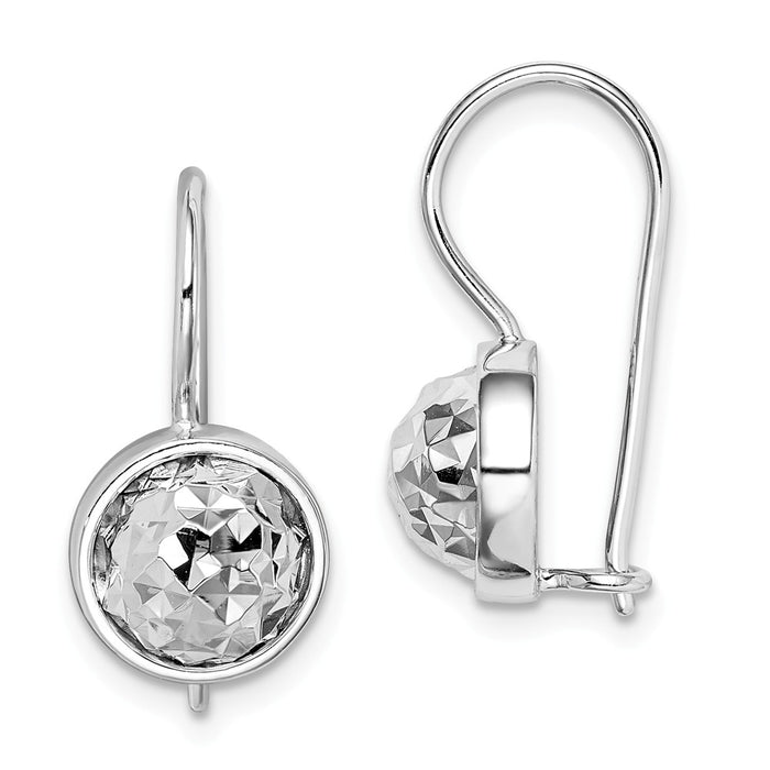925 Sterling Silver Rhodium-Plated & Diamond-Cut Earrings,