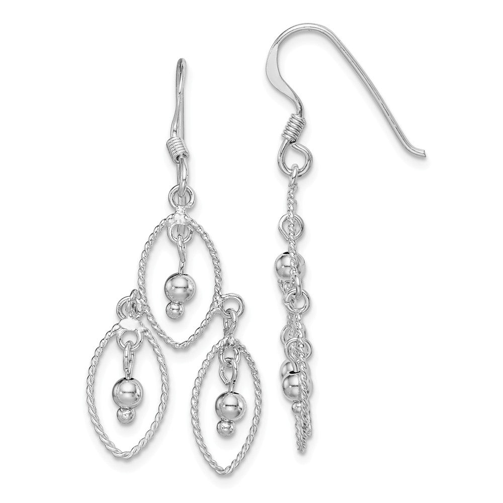 925 Sterling Silver Rhodium-plated Beaded Dangle Earrings,