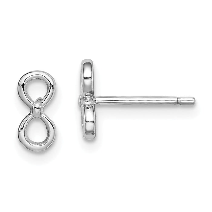 925 Sterling Silver Rhodium-plated Infinity Post Earrings,