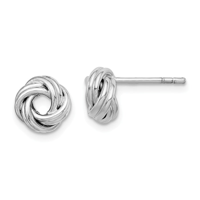 925 Sterling Silver Rhodium-Plated Love Knot Post Earrings, 7.97mm x 4.43mm