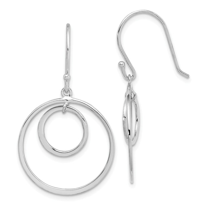 925 Sterling Silver Rhodium-plated Circles Dangle Earrings, 36.7mm x 21.27mm