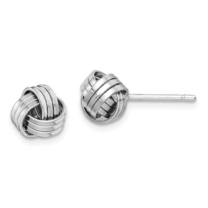 925 Sterling Silver Rhodium-plated Love Knot Post Earrings, 7.6mm x 7.6mm