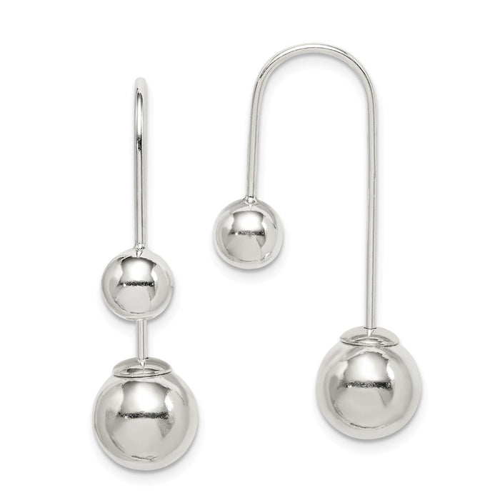 925 Sterling Silver Polished Front and Back Dangle Earrings,