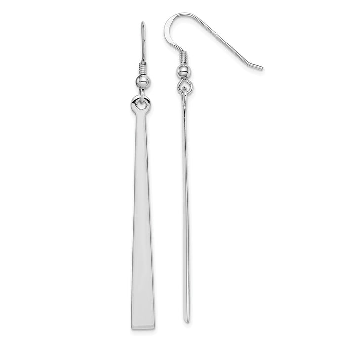925 Sterling Silver Rhodium-Plated Polished Dangle Earrings, 63.9mm x 4.93mm