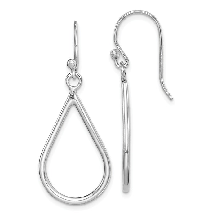 925 Sterling Silver Rhodium-plated Teardrop Dangle Earrings, 37.85mm x 15.28mm