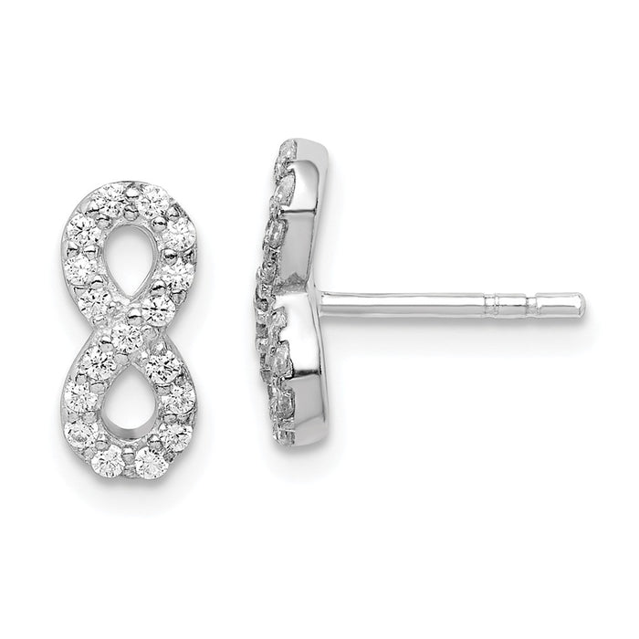 925 Sterling Silver Rhodium-Plated Cubic Zirconia ( CZ ) Infinity Post Earrings, 5.11mm x 11.15mm