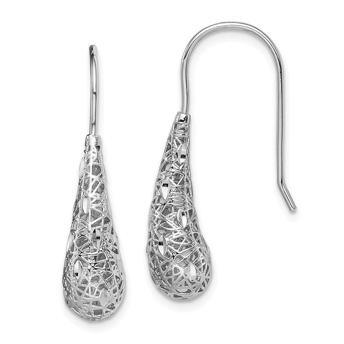 925 Sterling Silver Rhodium-plated Tear Drop Dangle Earrings, 29.74mm x 6.8mm