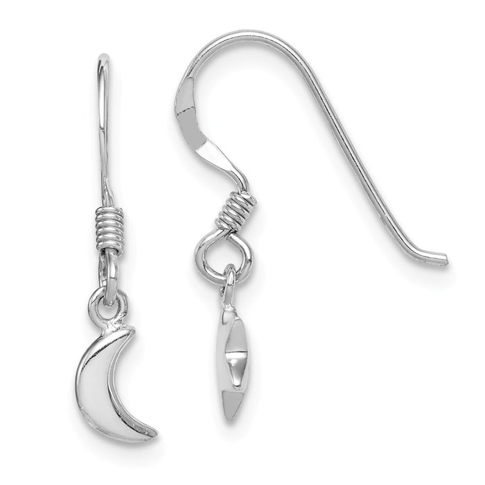 925 Sterling Silver Rhodium-plated Star & Moon Dangle Earring, 20.78mm