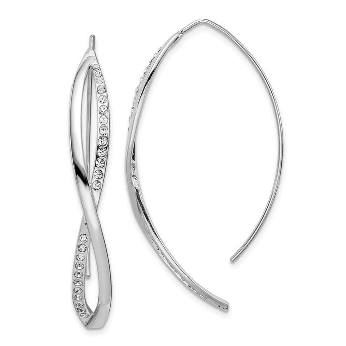 925 Sterling Silver Rhodium-plated Cubic Zirconia ( CZ ) Twisted Threader Earrings, 44.84mm x 6.2mm