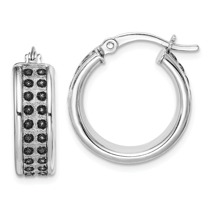 925 Sterling Silver Rhodium-plated Glitter Infused Hoop Earrings, 19.53mm x 19.62mm