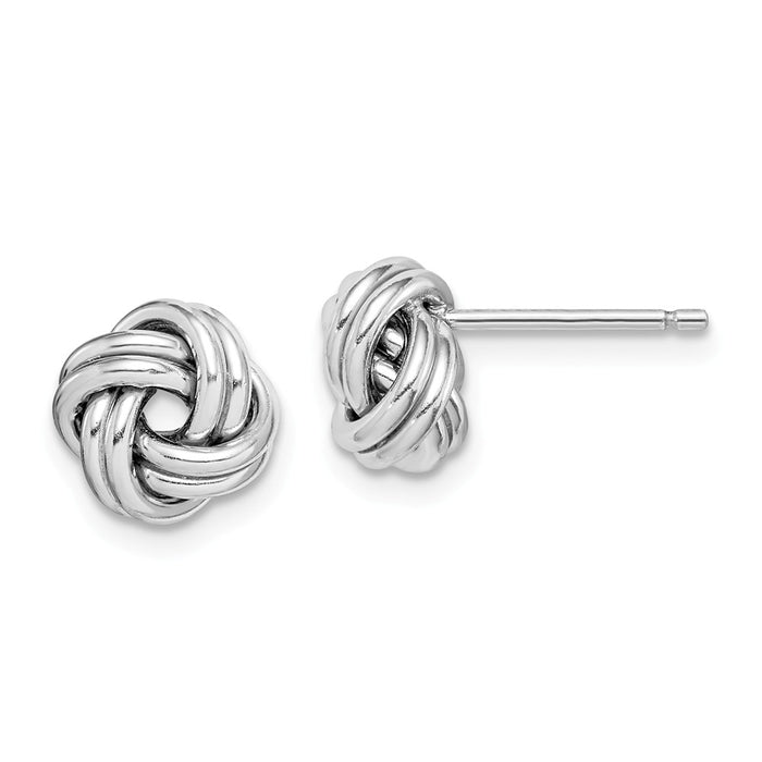 925 Sterling Silver Rhodium-plated Polished Love Knot Post Earrings,