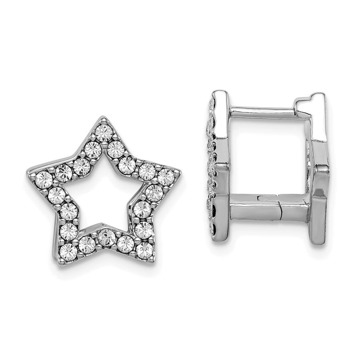 Stella Silver 925 Sterling Silver RH-plate Yellow Enamel Star Crystal Hinged Reversible Earrings,