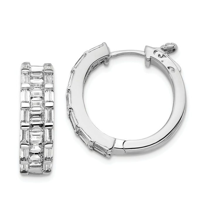 Stella Silver 925 Sterling Silver Cubic Zirconia ( CZ ) Round Hoop Earrings, 19.5mm x 21.4mm