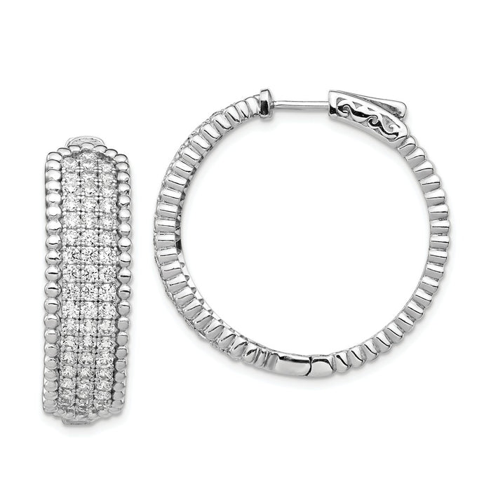 Stella Silver 925 Sterling Silver Cubic Zirconia ( CZ ) Hinged Hoop Earrings, 29.2mm x 30.1mm