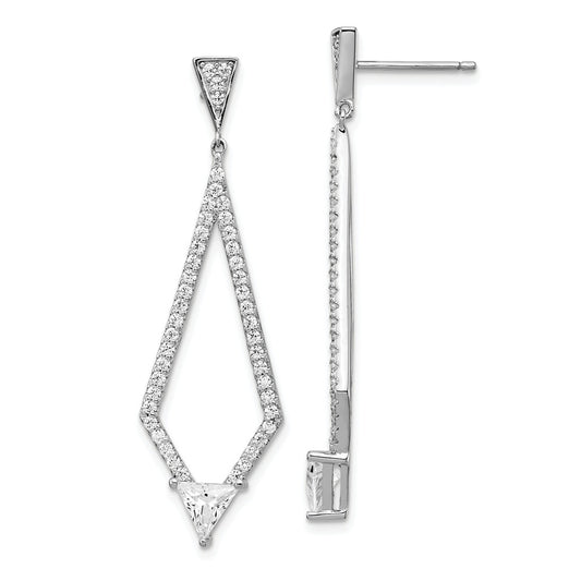 Stella Silver 925 Sterling Silver Cubic Zirconia ( CZ ) Dangle Post Earrings, 43.3mm x 12.8mm