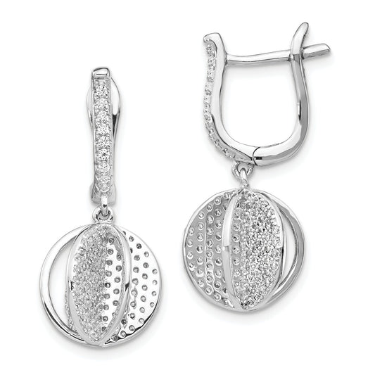 Stella Silver 925 Sterling Silver Cubic Zirconia ( CZ ) Sphere Leverback Earrings, 25.7mm x 10.7mm