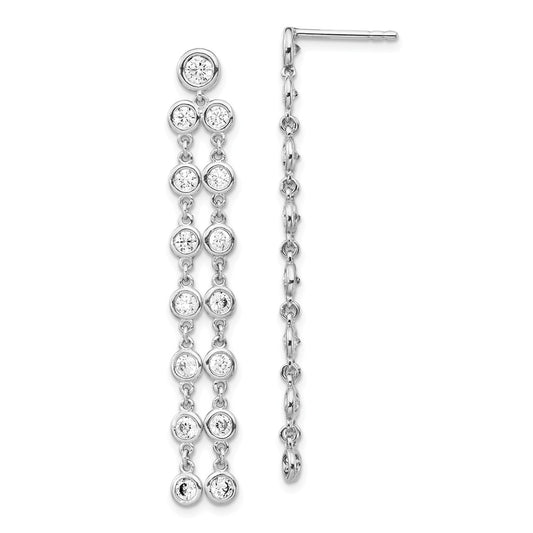 Stella Silver 925 Sterling Silver Cubic Zirconia ( CZ ) Circle Dangle Post Earrings, 46mm x 6.9mm