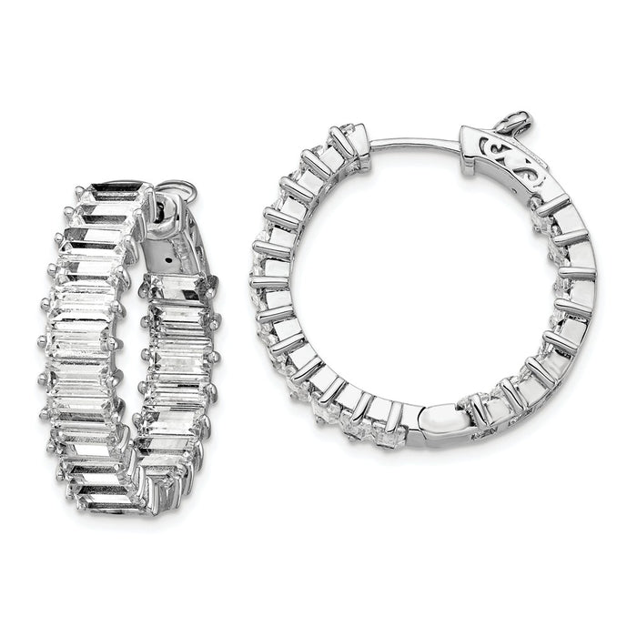 Stella Silver 925 Sterling Silver Cubic Zirconia ( CZ ) Hinged Hoop In/Out Earrings, 24.2mm x 26mm