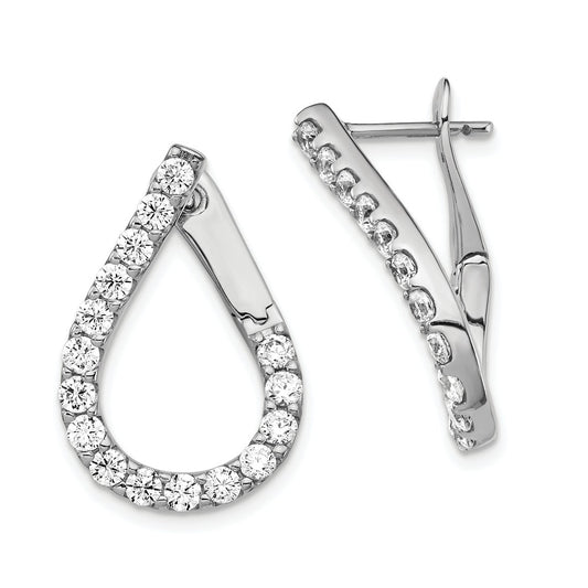 Stella Silver 925 Sterling Silver Cubic Zirconia ( CZ ) Post Teardrop Dangle Earrings, 22.1mm x 15.2mm