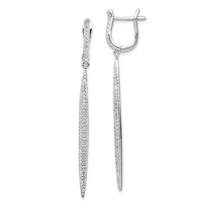 Stella Silver 925 Sterling Silver Cubic Zirconia ( CZ ) Dangle Bar Leverback Earrings, 57.2mm x 3mm