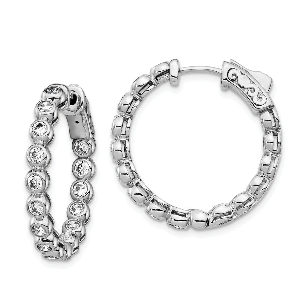 Stella Silver 925 Sterling Silver Cubic Zirconia ( CZ ) In and Out Round Hoop Earrings, 24mm x 24mm