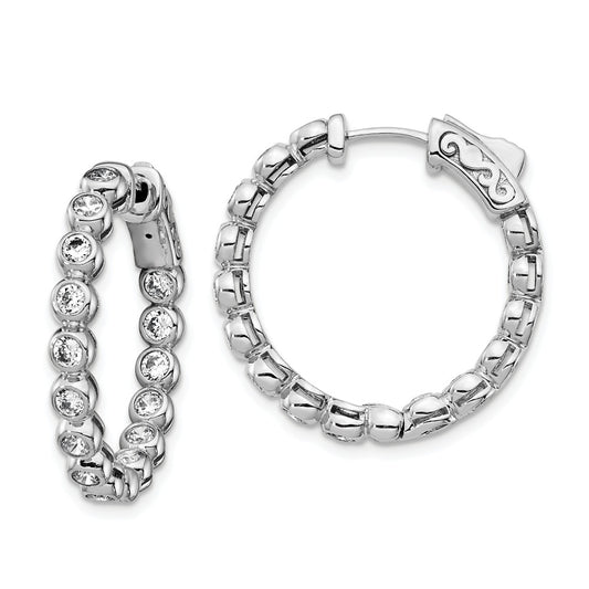 Stella Silver 925 Sterling Silver Cubic Zirconia ( CZ ) In and Out Round Hoop Earrings, 24mm x 24mm