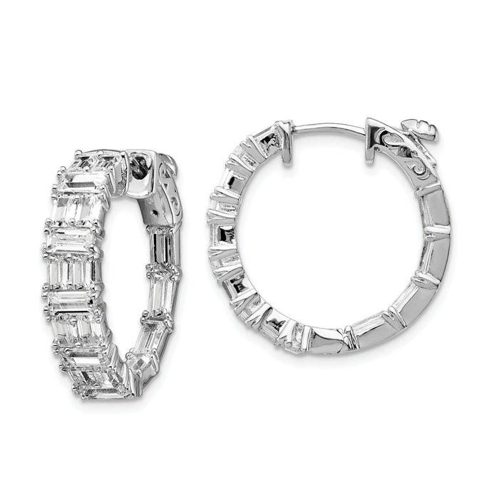 Stella Silver 925 Sterling Silver Cubic Zirconia ( CZ ) In and Out Round Hoop Earrings, 21.5mm x 22.5mm