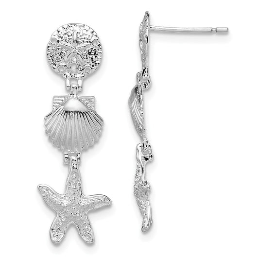 Million Themes 925 Sterling Silver Sea Life Nautical Theme Earrings, Sand Dollar, Shell & Starfish Post/Dangle Earrings