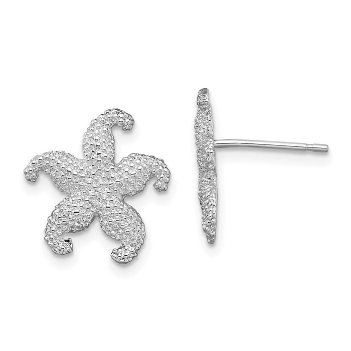 Million Themes 925 Sterling Silver Sea Life Nautical Theme Earrings, Puffed Starfish Post Earrings