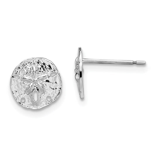 Million Themes 925 Sterling Silver Theme Earrings, Mini Sand Dollar, High Polish Post Earrings