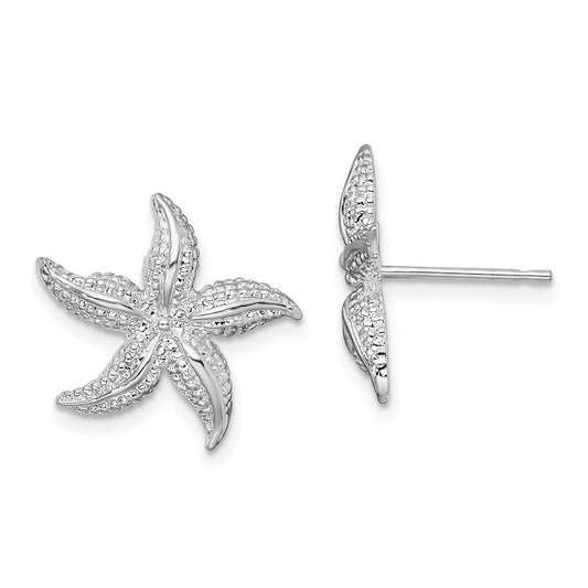 Million Charms 925 Sterling Silver Sea Life Nautical Charm Pendant, Starfish Post, High Polish & Textured 2-D