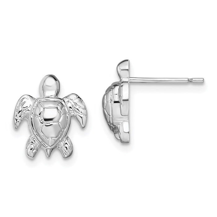 Million Themes 925 Sterling Silver Theme Earrings, Mini Sea Turtle Post Earring, 2-D & Textured