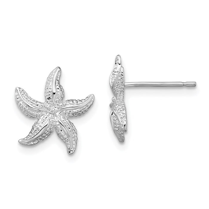 Million Charms 925 Sterling Silver Sea Life Nautical Charm Pendant, Starfish Post, High Polish & Textured 2-D