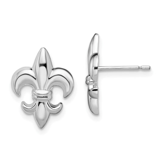 Million Themes 925 Sterling Silver Theme Earrings, Small Fleur-De-Lis Post Earring