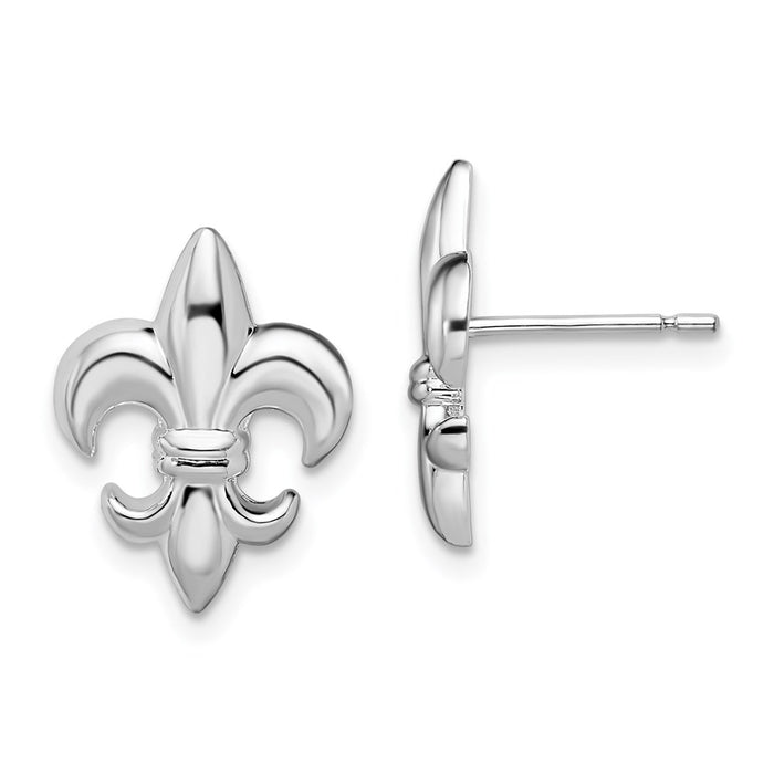 Million Themes 925 Sterling Silver Theme Earrings, Small Fleur-De-Lis Post Earring