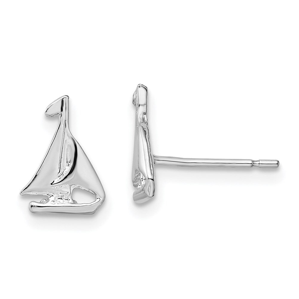 Million Themes 925 Sterling Silver Theme Earrings, Mini Sailboat Post Earrings