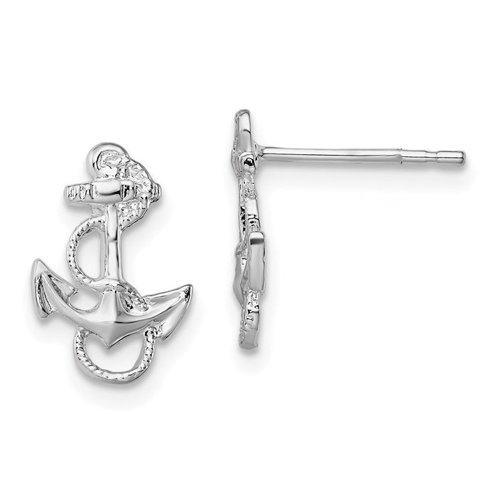 Million Themes 925 Sterling Silver Theme Earrings, Anchor with Rope Trim Post Earrings