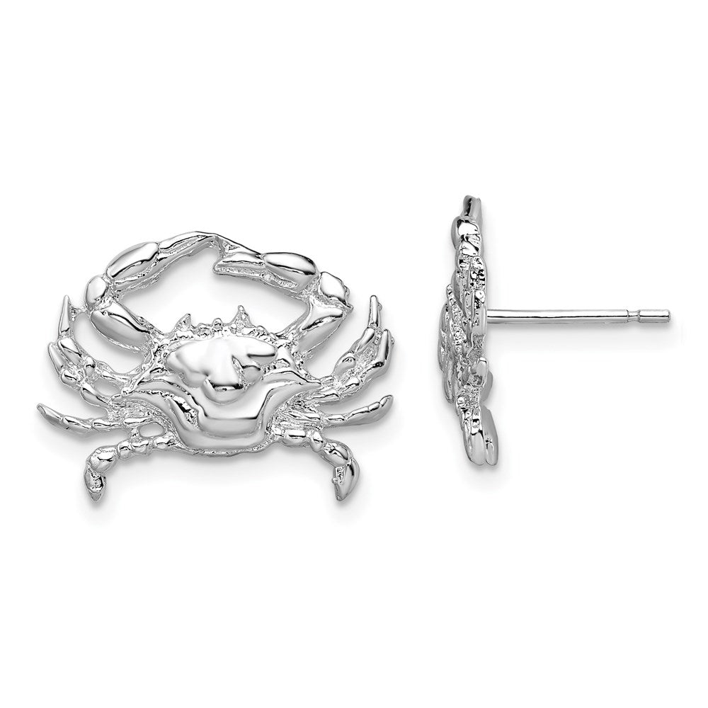 Million Themes 925 Sterling Silver Theme Earrings, Blue Crab Post Earrings, 2-D