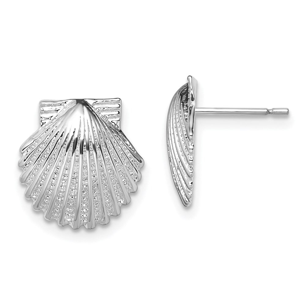 Million Themes 925 Sterling Silver Theme Earrings, Sterling Silver Theme Earrings, Scallop Shell Post Earrings