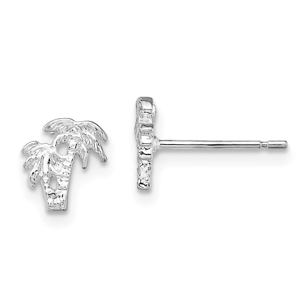 Million Themes 925 Sterling Silver Theme Earrings, Mini Double Palm Tree Post Earrings