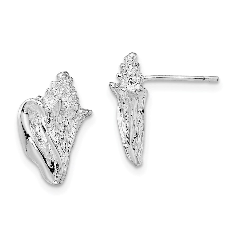 Million Themes 925 Sterling Silver Theme Earrings, Conch Shell Post Earrings, 2-D