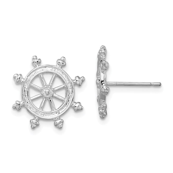 Million Themes 925 Sterling Silver Nautical Theme Earrings, Ship's Wheel Post Earrings