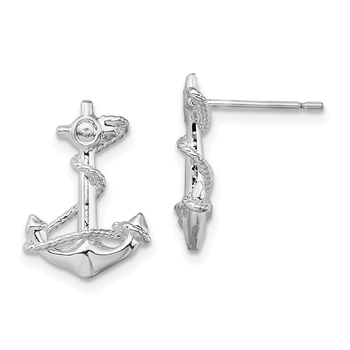 Million Themes 925 Sterling Silver Theme Earrings, Anchor with Rope Post Earrings