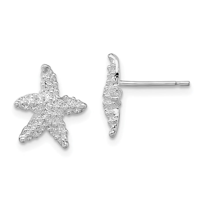 Million Themes 925 Sterling Silver Sea Life Nautical Theme Earrings, Starfish Post Earrings, Textured