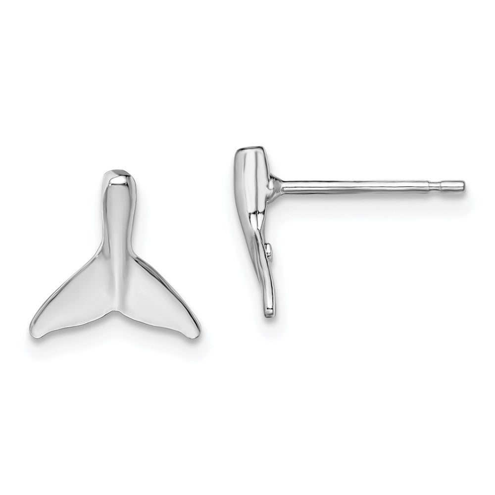 Million Themes 925 Sterling Silver Theme Earrings, Mini Whale Tail Post Earrings