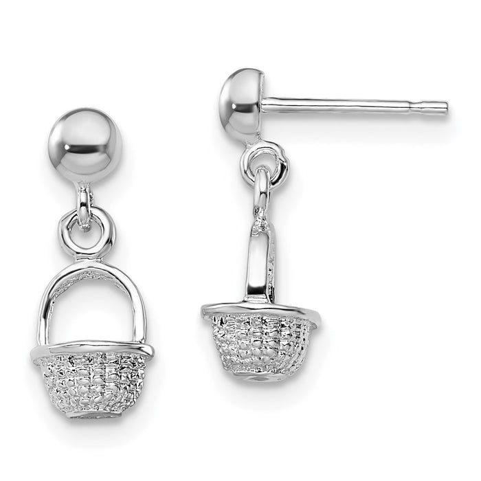 Million Themes 925 Sterling Silver Theme Earrings, 3-D Mini Basket Drop Earrings