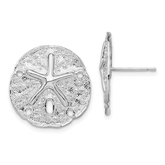 Million Themes 925 Sterling Silver Sea Life Nautical Theme Earrings, Sand Dollar with Dancing Starfish Post Earrings