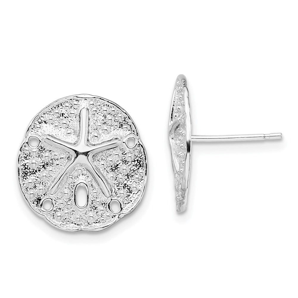 Million Themes 925 Sterling Silver Sea Life Nautical Theme Earrings, Small Sand Dollar with Dancing Starfish Post Earrings