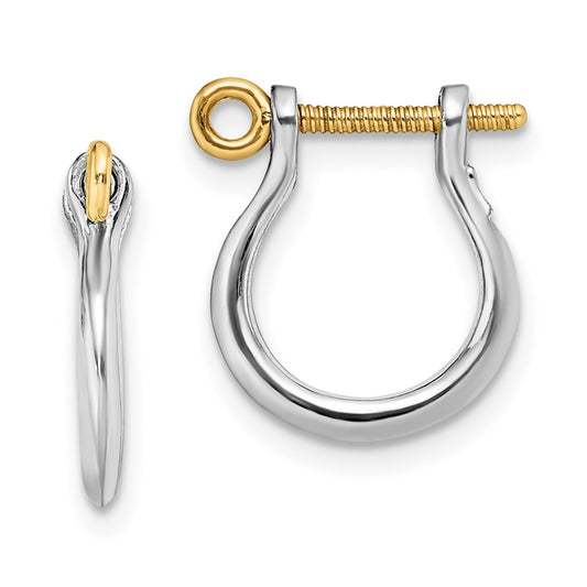 Million Themes 925 Sterling Silver Theme Earrings, 3-D Small Shackle with 14K Screw Earrings (Pair)